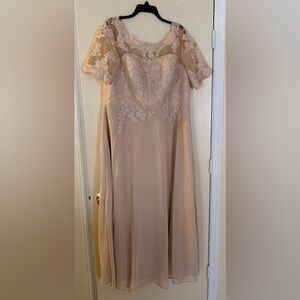 Elegant Cream Lace Dress Size 20 Excellent Condition Lined
